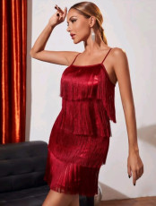 Red Fringe Gatbsy Dress