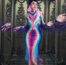 Rainbow Fringe Dress
