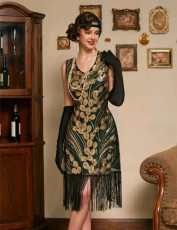 Gold &amp; Green Gatsby Dress