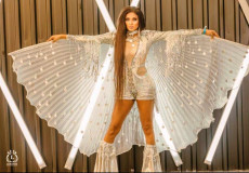 Silver Fringe Bodysuit and Egyptian Cape