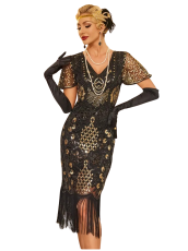 Black and Gold Gatsby Dress