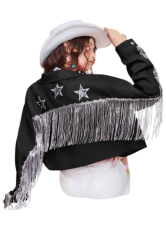 Black Denim Fringe Jacket